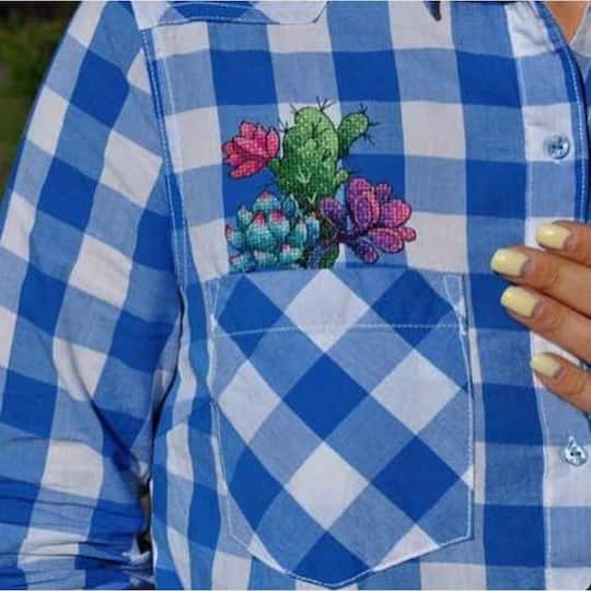 MP Studia Cactuses Cross Stitch On Clothes Kit